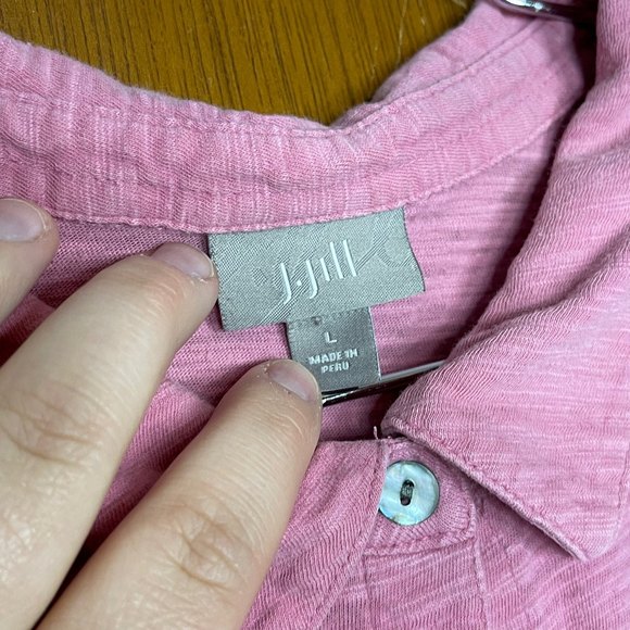 J. Jill Woman’s Pink Button Down Collared Casual Long Sleeve Blouse Size Large - Picture 2 of 4